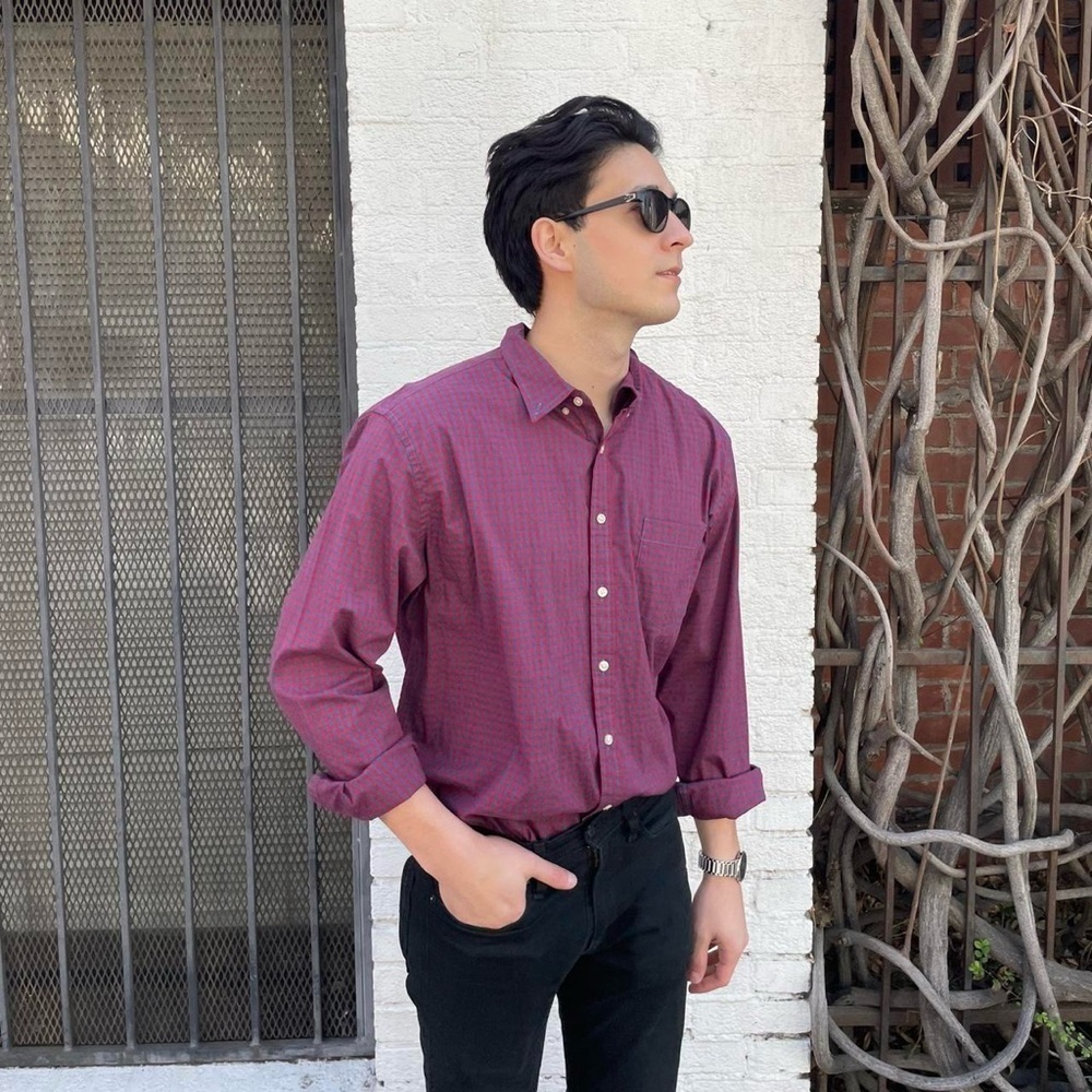 Sonoma men’s burgundy plaid button up shirt sz XXL
